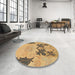 Round Machine Washable Abstract Orange Rug in a Office, wshabs1024