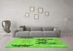 Machine Washable Abstract Green Modern Area Rugs in a Living Room,, wshabs1024grn