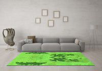 Machine Washable Abstract Green Modern Rug, wshabs1024grn