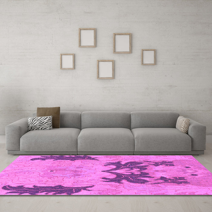 Machine Washable Abstract Purple Modern Area Rugs in a Living Room, wshabs1024pur