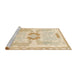 Sideview of Machine Washable Abstract Khaki Gold Rug, wshabs1025