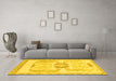 Machine Washable Abstract Yellow Modern Rug in a Living Room, wshabs1025yw