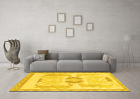 Machine Washable Abstract Yellow Modern Rug, wshabs1025yw