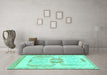 Machine Washable Abstract Turquoise Modern Area Rugs in a Living Room,, wshabs1025turq