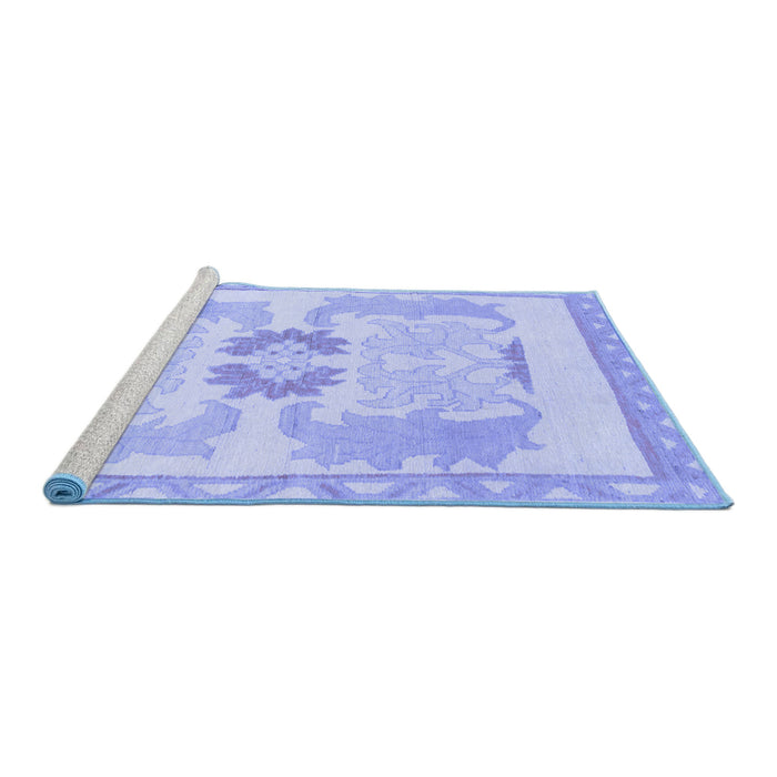 Sideview of Machine Washable Abstract Blue Modern Rug, wshabs1025blu