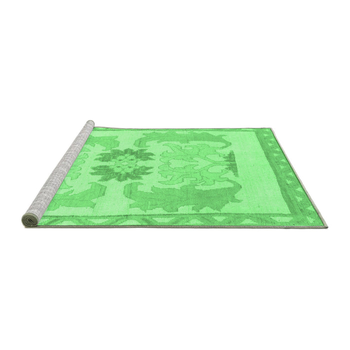 Sideview of Machine Washable Abstract Emerald Green Modern Area Rugs, wshabs1025emgrn