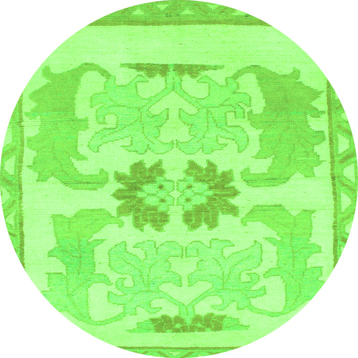 Round Machine Washable Abstract Green Modern Area Rugs, wshabs1025grn