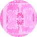 Round Abstract Pink Modern Rug, abs1025pnk