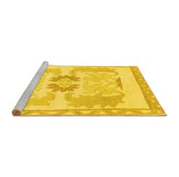 Sideview of Machine Washable Abstract Yellow Modern Rug, wshabs1025yw