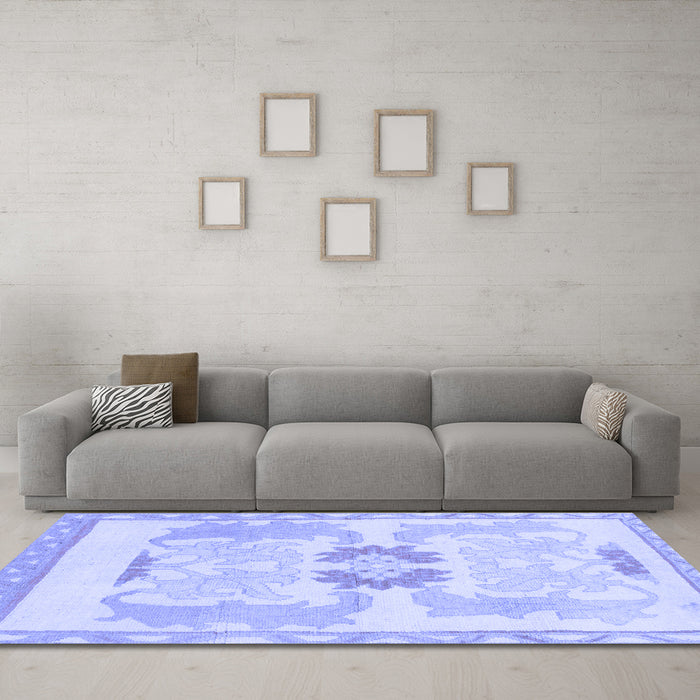 Machine Washable Abstract Blue Modern Rug in a Living Room, wshabs1025blu
