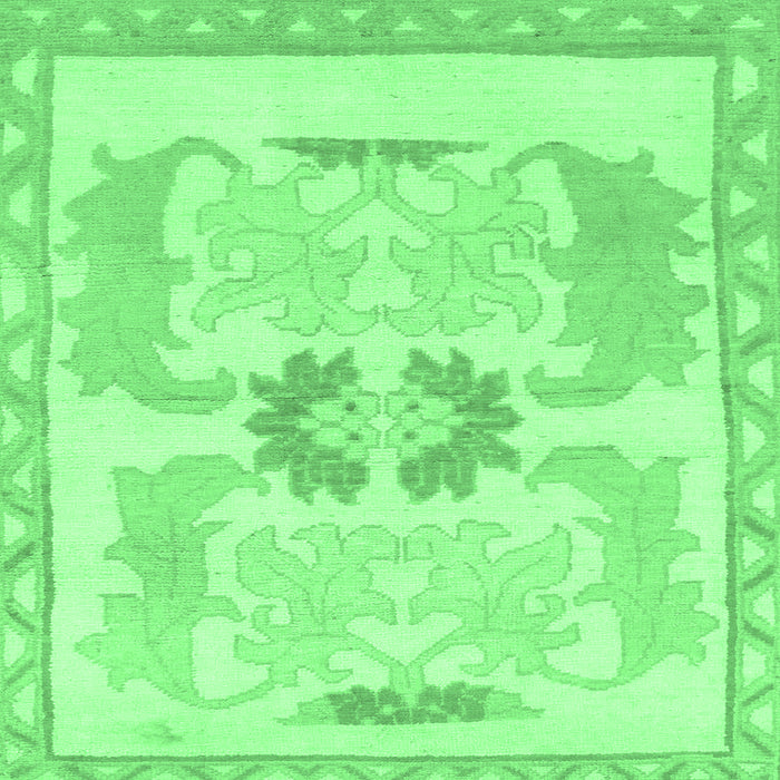 Square Machine Washable Abstract Emerald Green Modern Area Rugs, wshabs1025emgrn