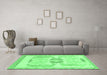 Machine Washable Abstract Emerald Green Modern Area Rugs in a Living Room,, wshabs1025emgrn