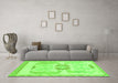 Machine Washable Abstract Green Modern Area Rugs in a Living Room,, wshabs1025grn