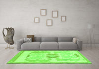 Machine Washable Abstract Green Modern Rug, wshabs1025grn