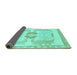 Sideview of Abstract Turquoise Modern Rug, abs1025turq