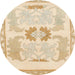 Round Machine Washable Abstract Khaki Gold Rug, wshabs1025