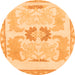 Round Abstract Orange Modern Rug, abs1025org