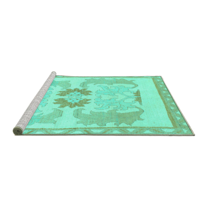 Sideview of Machine Washable Abstract Turquoise Modern Area Rugs, wshabs1025turq