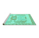 Sideview of Machine Washable Abstract Turquoise Modern Area Rugs, wshabs1025turq