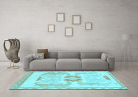 Machine Washable Abstract Light Blue Modern Rug, wshabs1025lblu