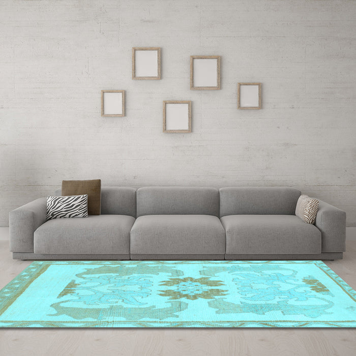 Machine Washable Abstract Light Blue Modern Rug in a Living Room, wshabs1025lblu