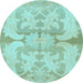 Round Machine Washable Abstract Light Blue Modern Rug, wshabs1026lblu