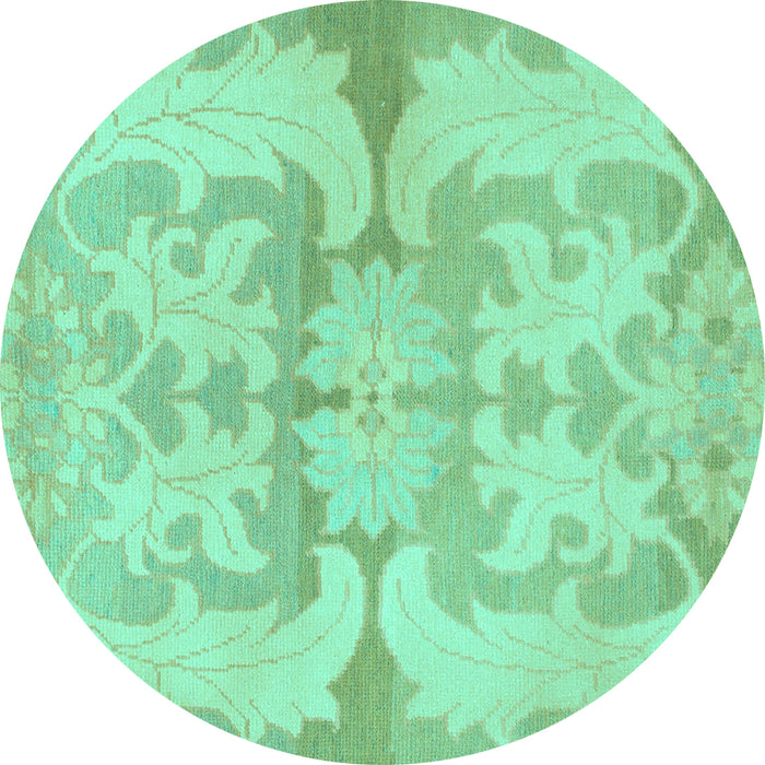 Round Abstract Turquoise Modern Rug, abs1026turq