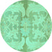 Round Abstract Turquoise Modern Rug, abs1026turq