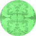 Round Abstract Emerald Green Modern Rug, abs1026emgrn