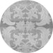 Round Machine Washable Abstract Gray Modern Rug, wshabs1026gry