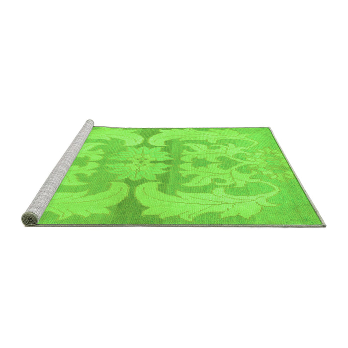 Sideview of Machine Washable Abstract Green Modern Area Rugs, wshabs1026grn