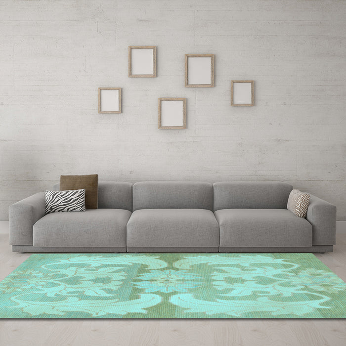 Machine Washable Abstract Light Blue Modern Rug in a Living Room, wshabs1026lblu