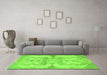 Machine Washable Abstract Green Modern Area Rugs in a Living Room,, wshabs1026grn