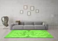 Machine Washable Abstract Green Modern Rug, wshabs1026grn