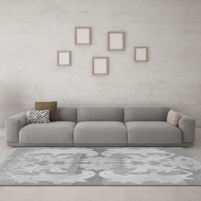 Machine Washable Abstract Gray Modern Rug in a Living Room,, wshabs1026gry
