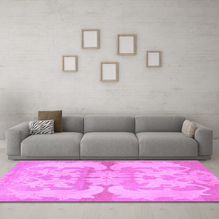 Machine Washable Abstract Purple Modern Area Rugs in a Living Room, wshabs1026pur