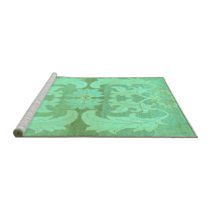 Sideview of Machine Washable Abstract Turquoise Modern Area Rugs, wshabs1026turq