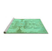 Sideview of Machine Washable Abstract Turquoise Modern Area Rugs, wshabs1026turq