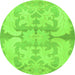 Round Abstract Green Modern Rug, abs1026grn