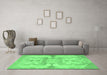 Machine Washable Abstract Emerald Green Modern Area Rugs in a Living Room,, wshabs1026emgrn