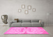 Machine Washable Abstract Pink Modern Rug in a Living Room, wshabs1026pnk