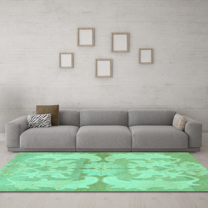 Machine Washable Abstract Turquoise Modern Area Rugs in a Living Room,, wshabs1026turq
