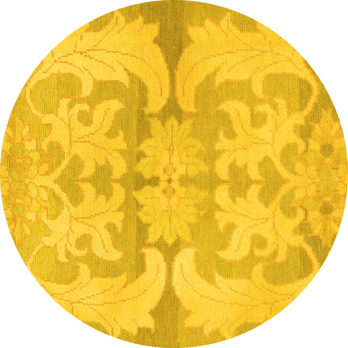 Round Machine Washable Abstract Yellow Modern Rug, wshabs1026yw