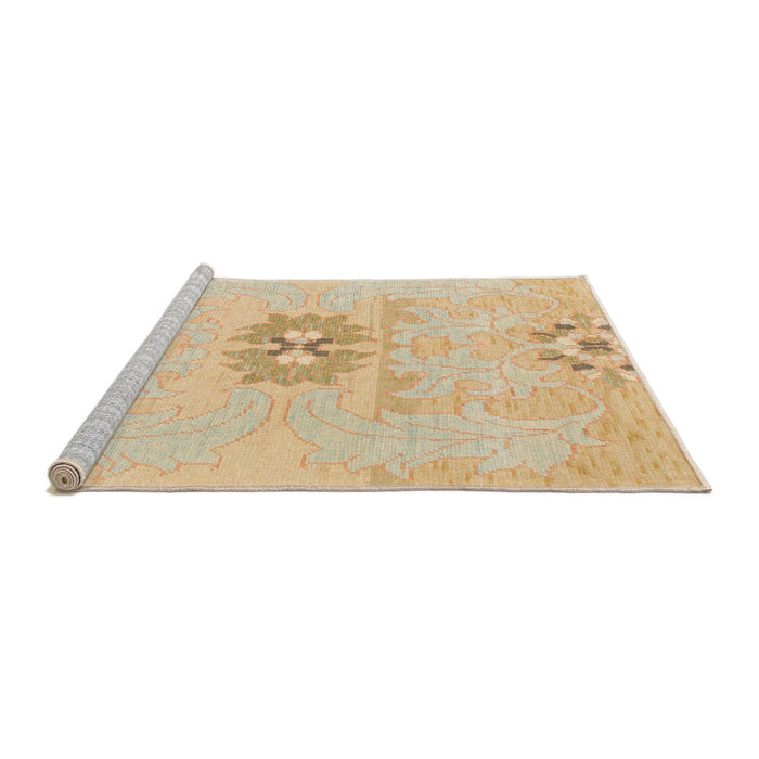 Sideview of Machine Washable Abstract Brown Gold Rug, wshabs1027