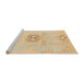 Sideview of Machine Washable Abstract Brown Gold Rug, wshabs1027