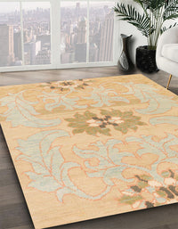 Abstract Brown Gold Modern Rug, abs1027