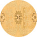 Round Abstract Brown Modern Rug, abs1027brn