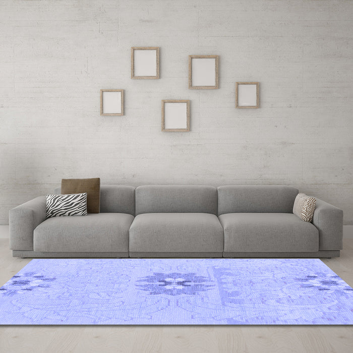Machine Washable Abstract Blue Modern Rug in a Living Room, wshabs1027blu