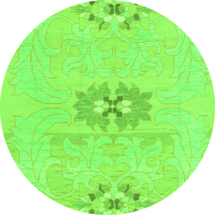 Round Machine Washable Abstract Green Modern Area Rugs, wshabs1027grn