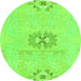 Round Machine Washable Abstract Green Modern Area Rugs, wshabs1027grn